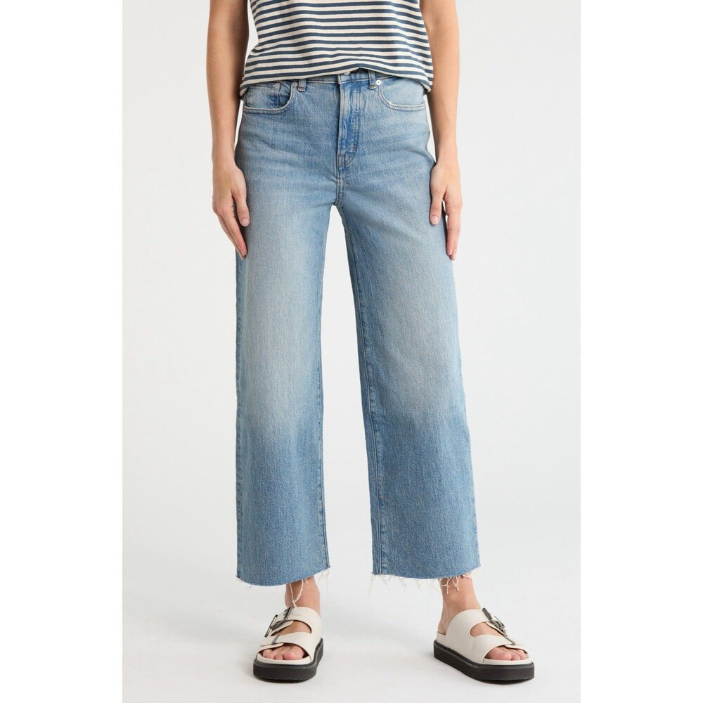 Madewell Jeans Women’s 28 Blue Wide-Leg Crop High Rise Raw Hem
